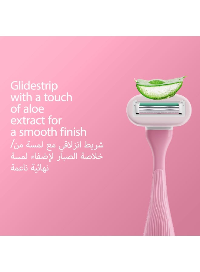 Floren Floren Body Razor | 3 cartridges + 1 handle (5 blades) | Eurpoean Blades | Body hair removal, Aloe Vera Strip, Super Smooth Razor, Hair Removal from hands, legs, Bikini and arms  - Image 3