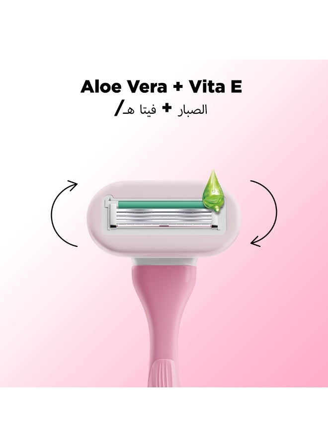 Floren Floren Body Razor | 3 cartridges + 1 handle (5 blades) | Eurpoean Blades | Body hair removal, Aloe Vera Strip, Super Smooth Razor, Hair Removal from hands, legs, Bikini and arms  - Image 2