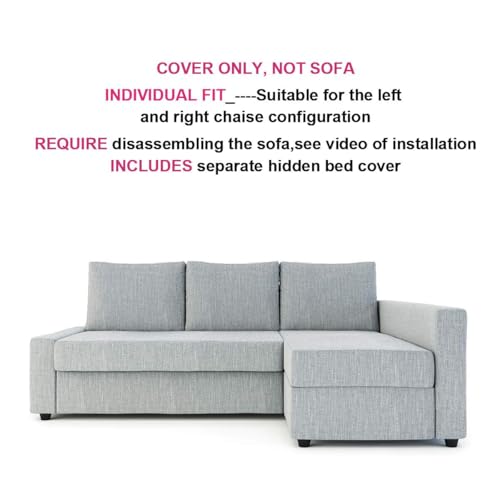 MASTERS OF COVERS Snug Fit Friheten Slipcover for The IKEA Friheten with Chaise Corner Cover, Sofa Bed Cover, Sectional Slipcover Replacement (Light Grey)（Cover Only！Not Sofa！） - Image 2
