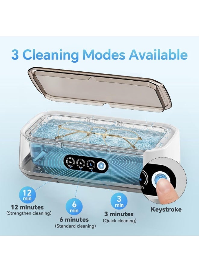Walpck Ultrasonic Jewelry Cleaner Machine: 49KHz Ultrasonic Cleaner with 3 Cleaning Modes for Jewelry,Glasses,Rings,Watch Strap,Dentures,Retainers,Coins,Earring,650ML 304 Stainless Steel Tank(White) - Image 5