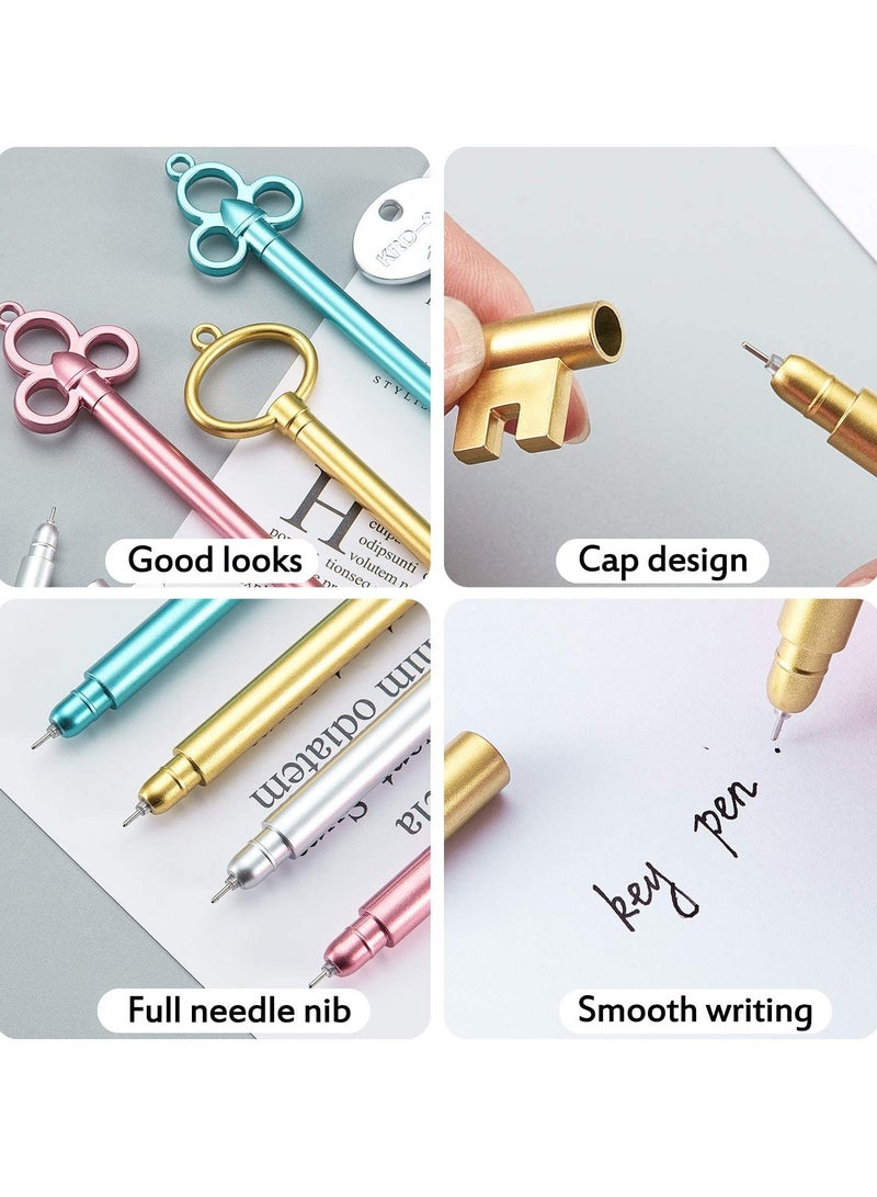 نيمبوت 48 قطعة اقلام حبر جل بتصميم كلاسيكي على شكل مفتاح، اقلام مبتكرسوداء رفيعة للوازم المدرسية المكتبية - Image 3