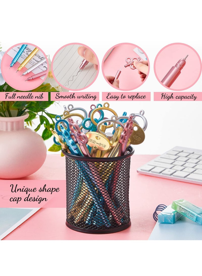 نيمبوت 48 قطعة اقلام حبر جل بتصميم كلاسيكي على شكل مفتاح، اقلام مبتكرسوداء رفيعة للوازم المدرسية المكتبية - Image 5