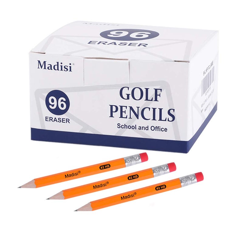 Madisi Golf Pencils With Eraser, #2 HB Half, 3.5" Mini, Pre-Sharpened, 96 Count - Image 1