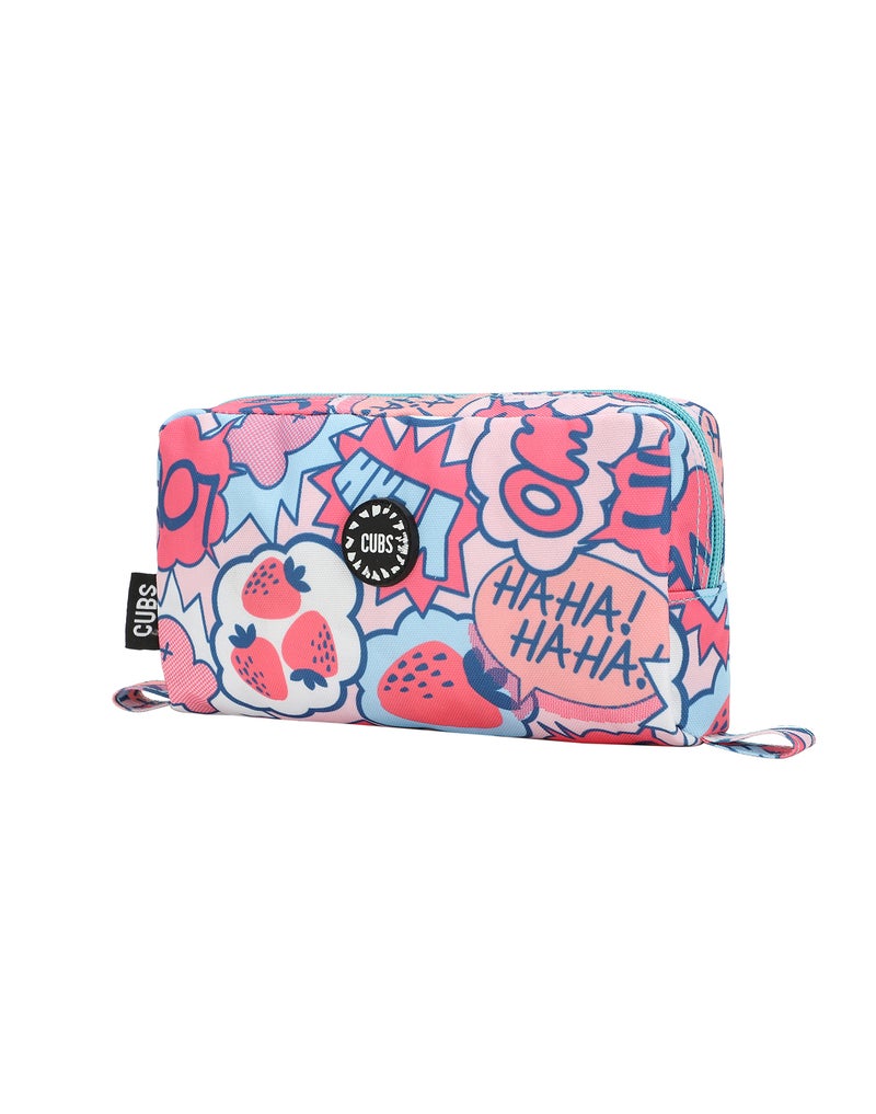 CUBS Strawberry Print Waterproof pencil case pouch with zip closure - Image 2