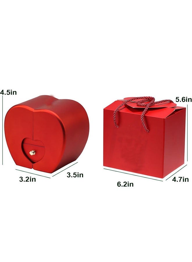 JCB CHIC Heart Shaped Preserved Red Rose Jewelry Box，Forever Rose Ring Storage Drawer Box with Clear Display Case，Ring Gift Box ，Premium Proposal Wedding Gift Box for Ladies Anniversary Birthday - Image 2