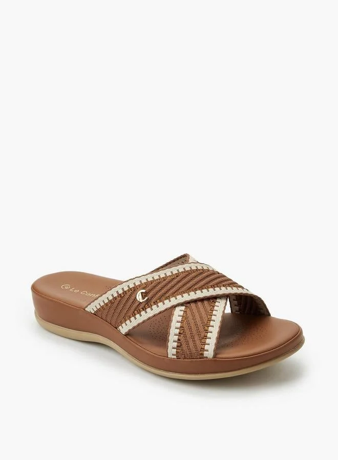 Le Confort BROWN Metallic Embellished Slide Sandal for Women | Best Price UAE