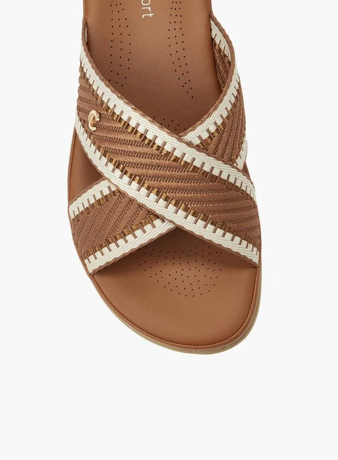 Le Confort BROWN Metallic Embellished Slide Sandal for Women | Best Price UAE