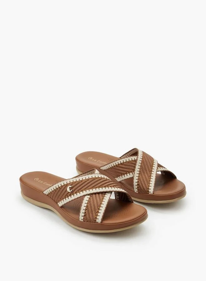 Le Confort BROWN Metallic Embellished Slide Sandal for Women | Best Price UAE