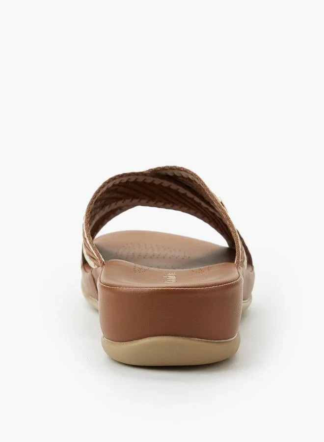 Le Confort BROWN Metallic Embellished Slide Sandal for Women | Best Price UAE