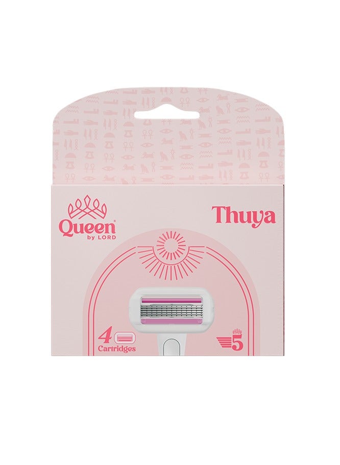 Thuya 5 Blade Razor Refills – 4 Cartridges for Smooth, Long-Lasting Shave
