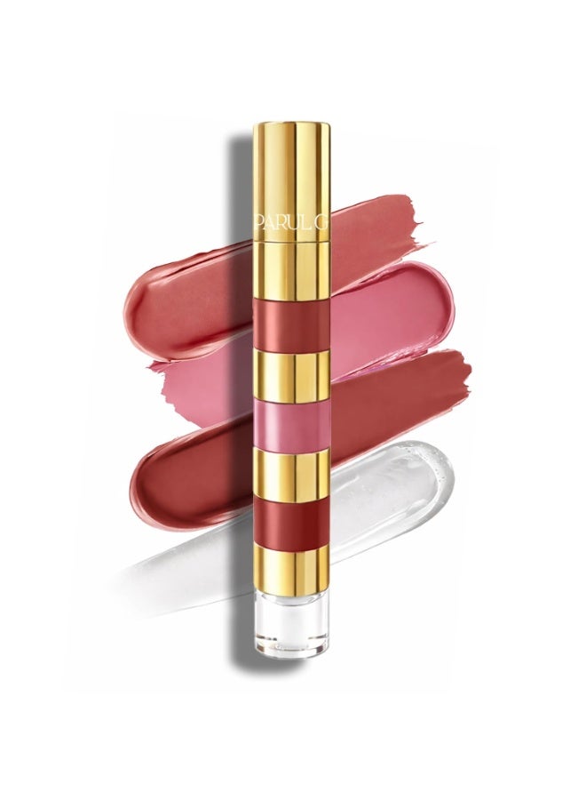Parul Garg Beauty Fresh Bloom 4-in-1 Nude Shades Liquid Lipstick Stack with Gloss | Matte, Transfer-Proof, Lightweight | Travel Friendly Stackable Lipsticks for Women | Made for Indian Skin Tones - Image 1