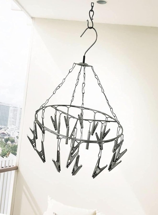 DARAZ Stainless Steel Baby Clothes Drying Rack with Hanging Clips, Silver Pack of 1 - Image 1