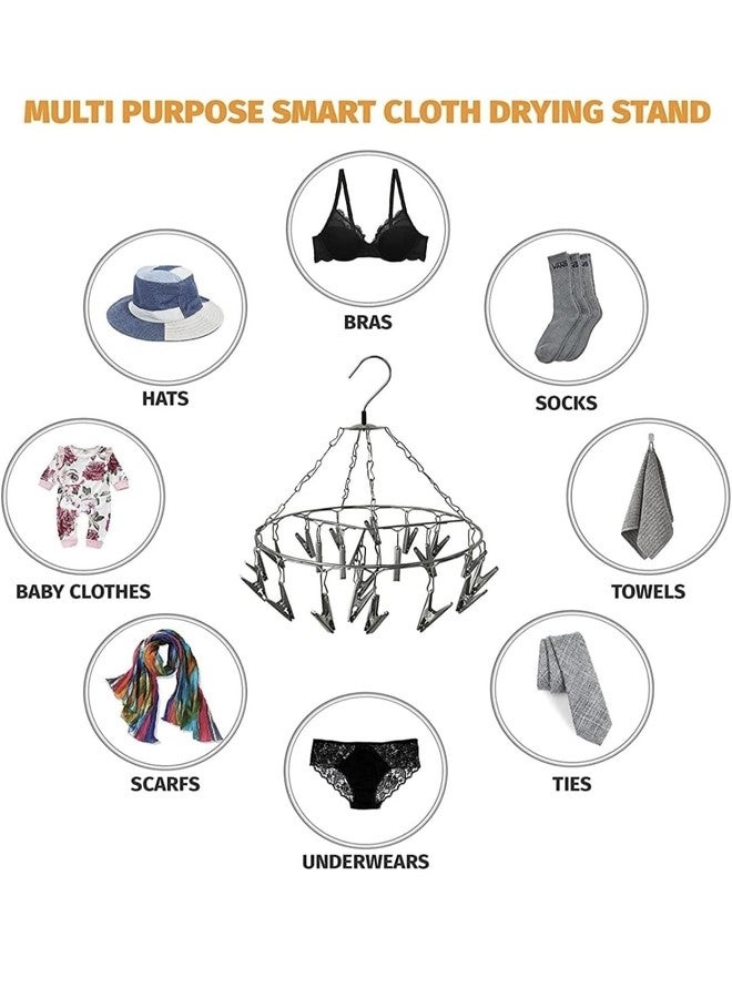DARAZ Stainless Steel Baby Clothes Drying Rack with Hanging Clips, Silver Pack of 1 - Image 4