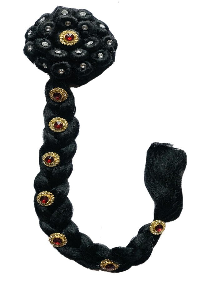 Arooman™ Juda choti Hair Accessories For Women and Girls With Stone Work For Festives Designer Bridal Wedding Party Color Black - Image 1