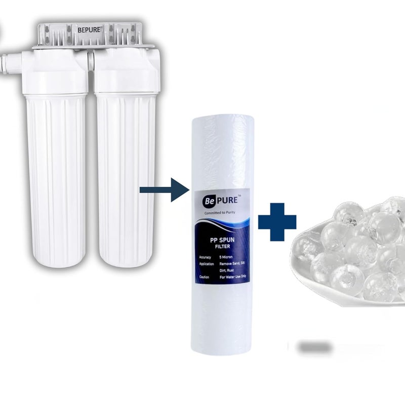 BePURE إعادة تعبئة لفلتر مياه المنزل الكامل MF 2 (فلتر منسوج + وسائط مضادة للتكلس) - Image 2