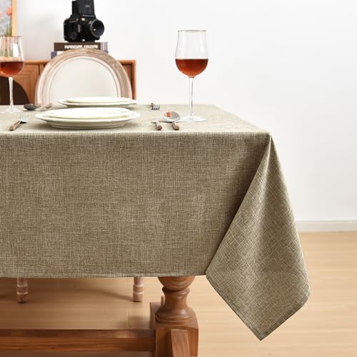 Fitable Faux Linen Table Clothes 60 x 84 Inch - 2 Pack Khaki Tablecloths for Rectangle Tables, Faux Burlap Table Covers for Kitchen Dining, Party, Farmhouse, Baby Shower - Image 3