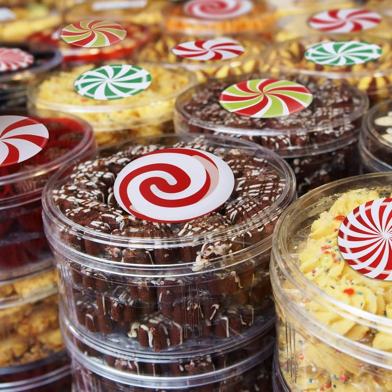 klarako 300 Pieces Christmas Candy Stickers Candy Roll Labels 6 Alternating Designs Candy Labels Circle Round Color Small Candy Seals for Christmas (2 Inch) - Image 5