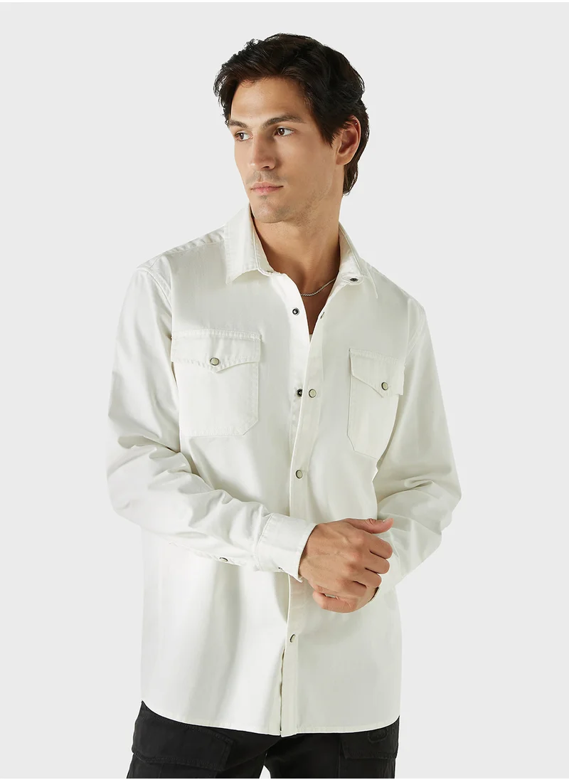 Ecko Unltd. Ecko Solid Shirt with Long Sleeves and Pockets