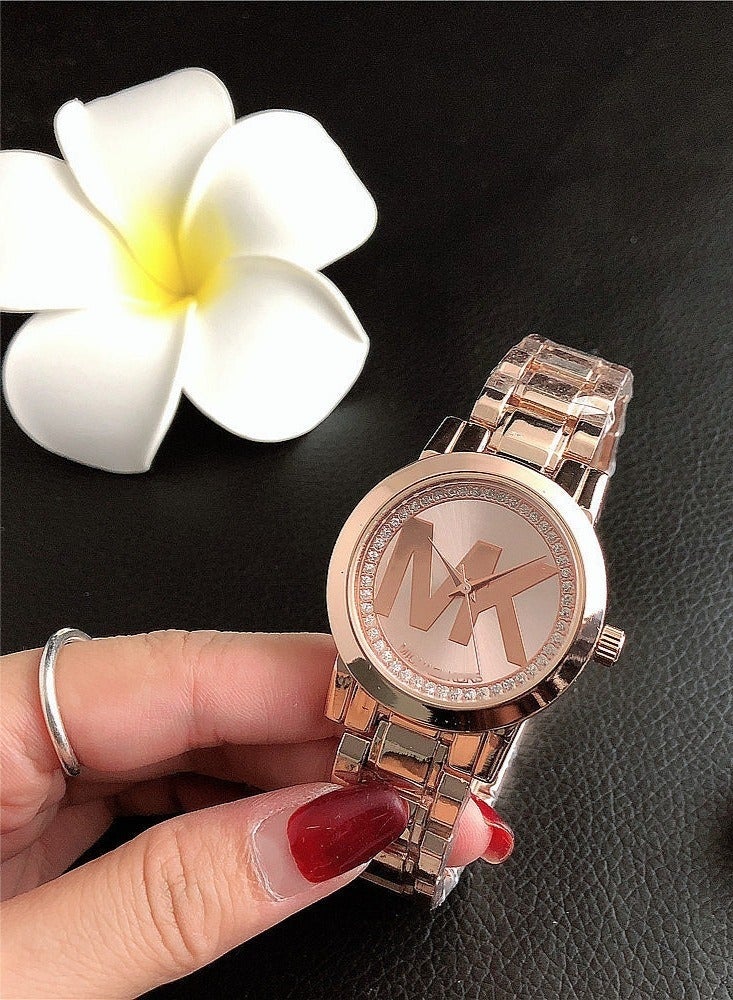 MK Rose Gold Diamond Tone Jewelry Women's Wrist Watch - Image 1