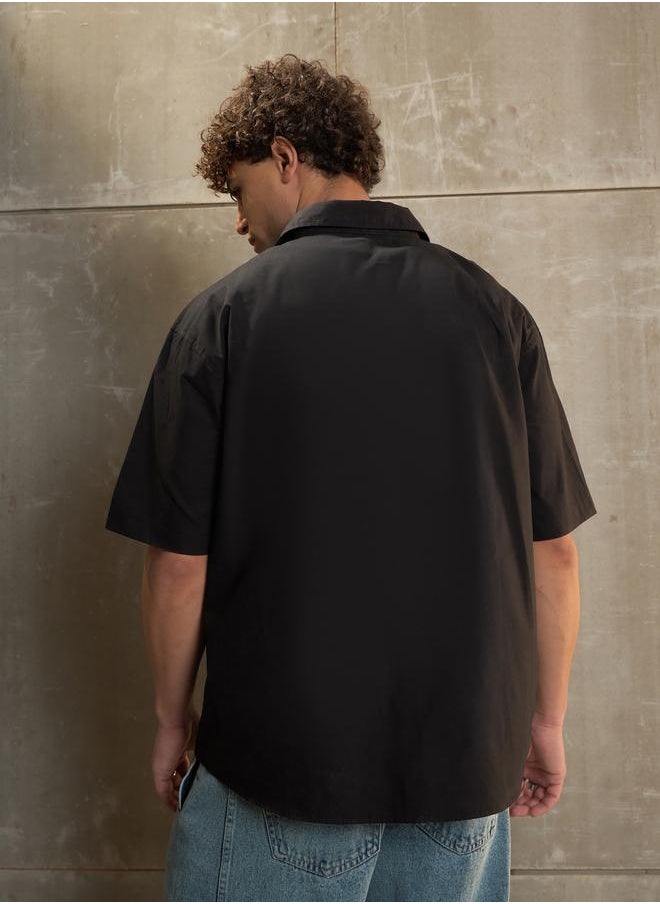 SASSAFRAS Sassafras Black Poplin Front Pocket Relax Fit Shirt  - Image 5