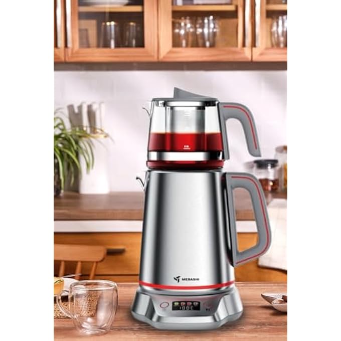 Mebashi Tea Maker 2L Kettle And 1L Teapot Digital Display 2 Settings Stainless Steel MeTm302 Steel2200W - Image 3