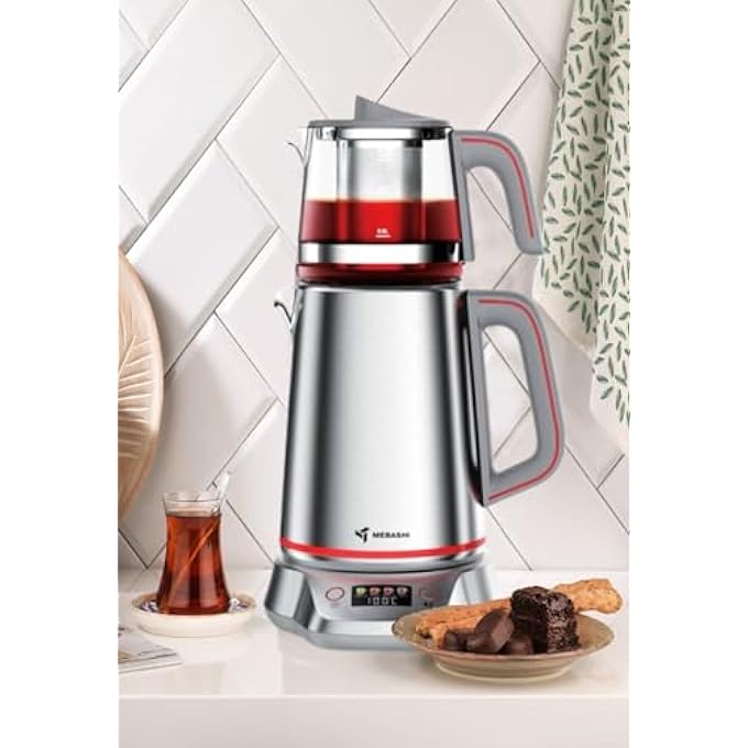 Mebashi Tea Maker 2L Kettle And 1L Teapot Digital Display 2 Settings Stainless Steel MeTm302 Steel2200W - Image 5