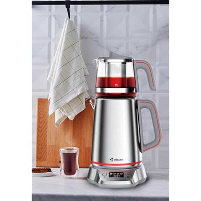 Mebashi Tea Maker 2L Kettle And 1L Teapot Digital Display 2 Settings Stainless Steel MeTm302 Steel2200W - Image 4