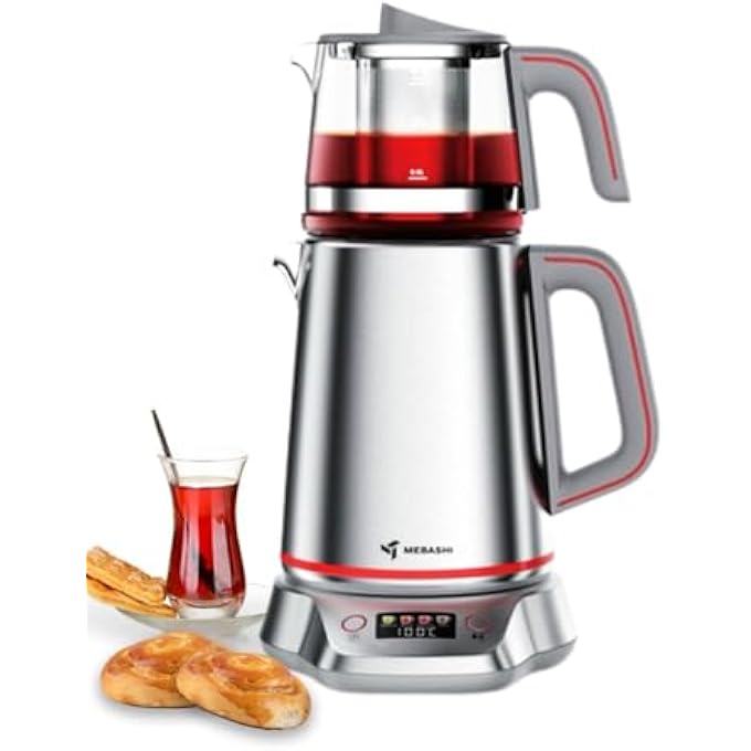 Mebashi Tea Maker 2L Kettle And 1L Teapot Digital Display 2 Settings Stainless Steel MeTm302 Steel2200W - Image 2