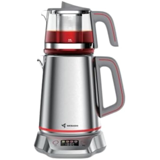 Mebashi Tea Maker 2L Kettle And 1L Teapot Digital Display 2 Settings Stainless Steel MeTm302 Steel2200W - Image 1