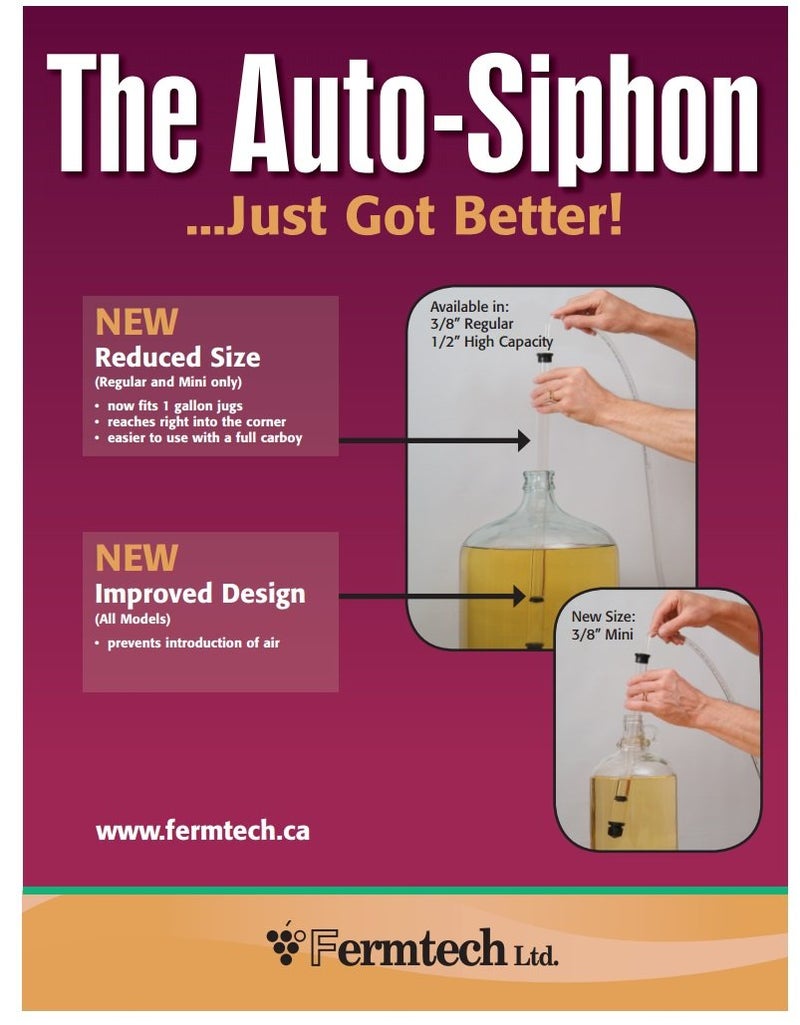 Fermtech Ubrew Usa Auto-Siphon Regular with 6.5 Feet of 5/16" Tubing and Clamp, 1 Piece - Image 2
