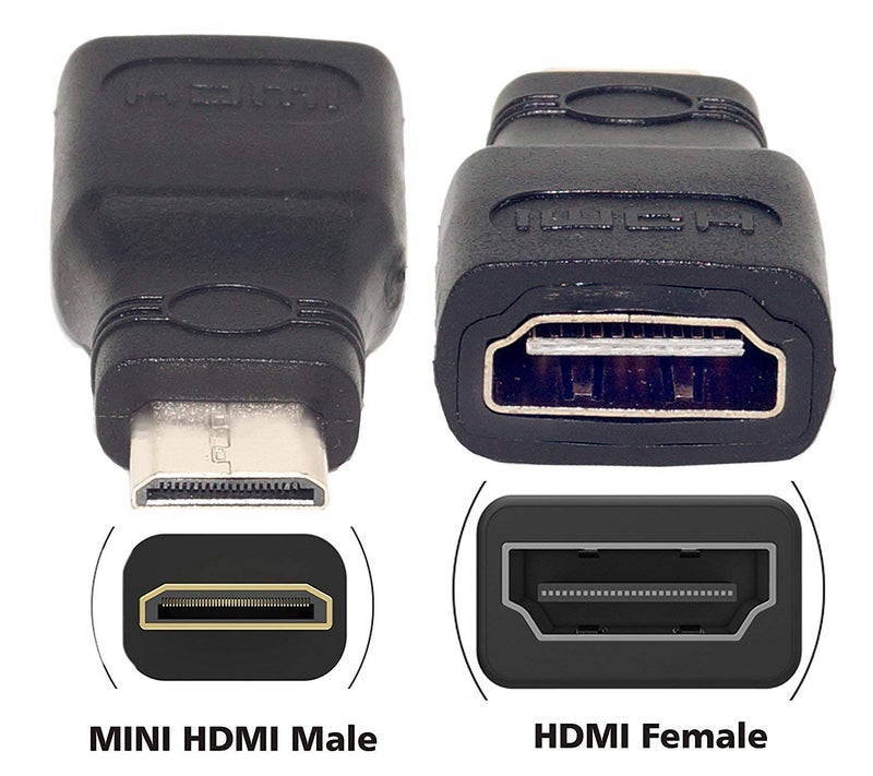 100FIT Mini HDMI Male to Standard HDMI Female Adapter Converter Plug (Black) - NOT Compatible with Mobile Phones - Image 2
