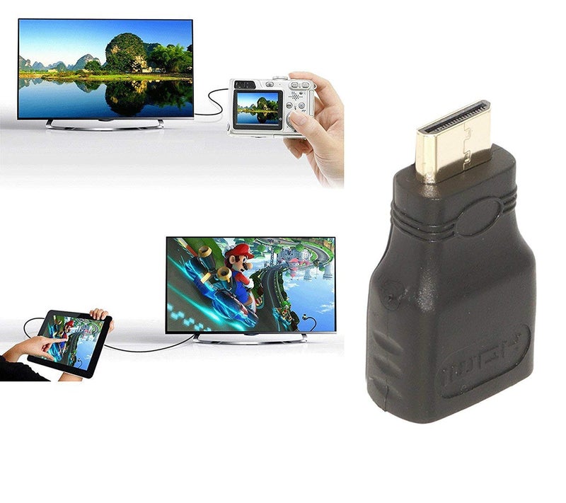 100FIT Mini HDMI Male to Standard HDMI Female Adapter Converter Plug (Black) - NOT Compatible with Mobile Phones - Image 4
