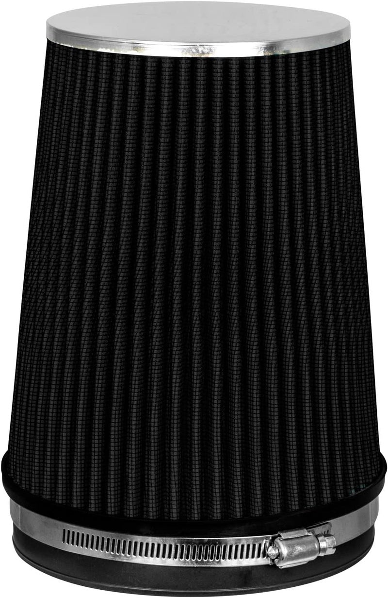 Rtunes Racing BLACK 6" 152 mm Inlet Truck Cold Air Intake Cone Replacement Performance Washable Clamp-On Dry Air Filter (8" Tall) - Image 1