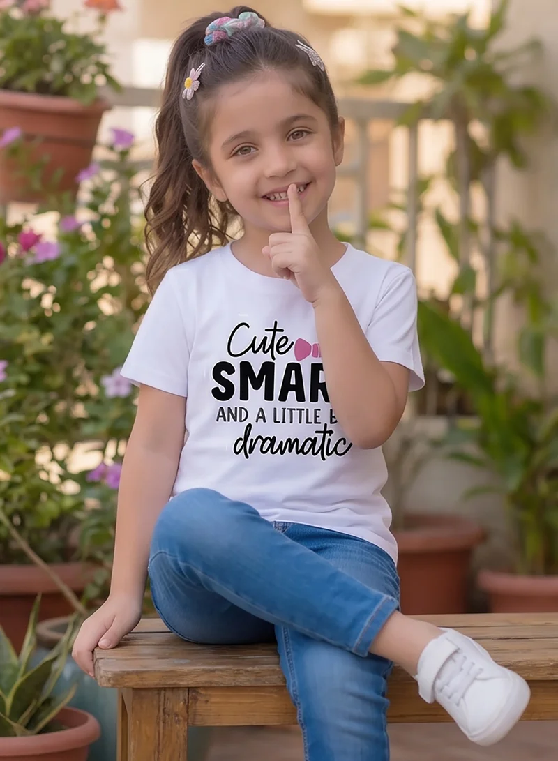 Funkaar white Funkaar Girl Cute Smart And Dramatic T-Shirt for Women | Best Price UAE