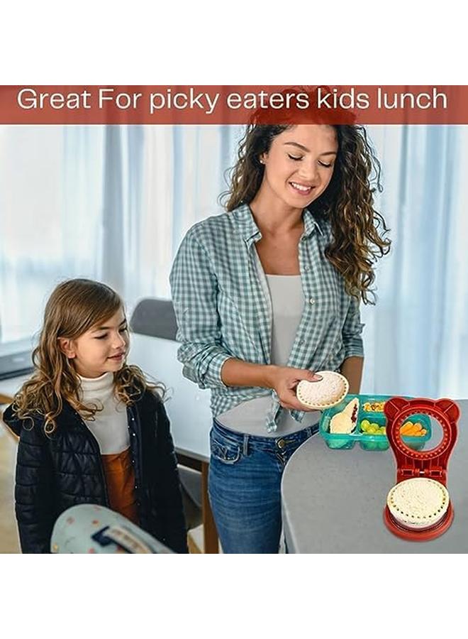 كاست ويف قطاعة الساندويتشات وصانعة السدادات غير القابلة للكسر من الفولاذ المقاوم للصدأ قاطعة الخبز صانعة الساندويتشات للأطفال صندوق بينتو قاطعة الساندويتشات ومانع التسرب للأطفال التي تصنعها بنفسك شطائر الجيب - Image 4