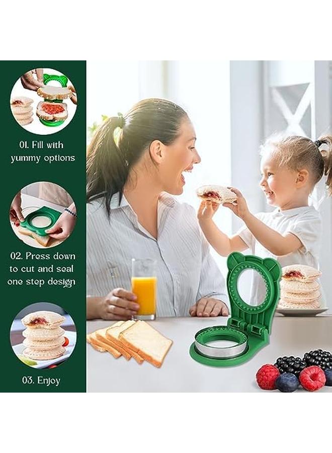 كاست ويف قطاعة الساندويتشات وصانعة السدادات غير القابلة للكسر من الفولاذ المقاوم للصدأ قاطعة الخبز صانعة الساندويتشات للأطفال صندوق بينتو قاطعة الساندويتشات ومانع التسرب للأطفال التي تصنعها بنفسك شطائر الجيب - Image 3