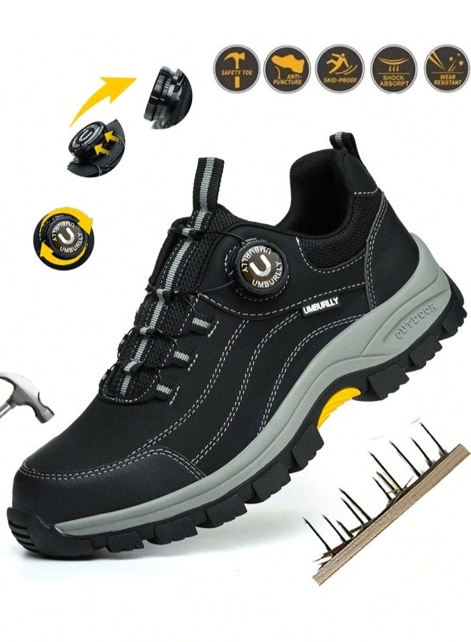 أمبورلي أحذية أمان للرجال بمقدمة فولاذية | مقاس واسع مضاد للانزلاق | أحذية عمل واقية بمقدمة مركبة | مقاومة للثقب وخفيفة الوزن وقابلة للتنفس - Image 1