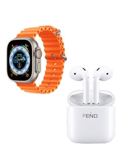 ساعة Fend F8 Ultra الذكية بشاشة كاملة HD مع حزامين وبلوتوث NFC GPS وسماعات أذن بلوتوث لاسلكية FW6