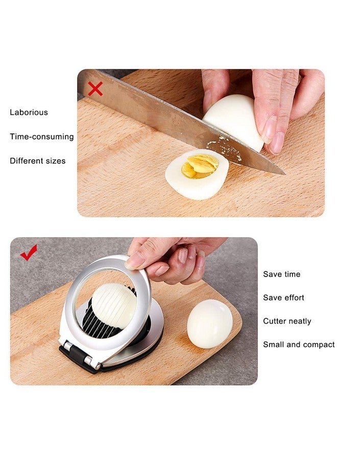 بيبوري قطاعة بيض، قطاعة بيض بيبوري للبيض المسلوق، قطاعة بيض شديدة التحمل لتقطيع البيض والفراولة والفطر والفواكه الناعمة، سلك من الفولاذ المقاوم للصدأ بثلاثة أنماط تقطيع، سهلة التنظيف - Image 2