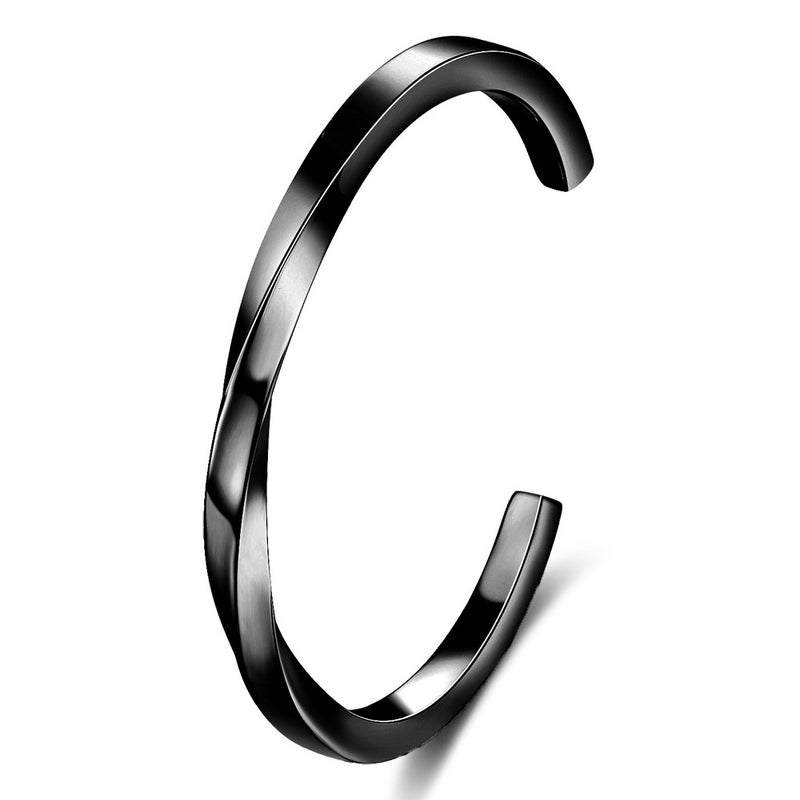 الشركة المصنعة بالجملة 4mm على شكل C مفتوحة ملتوية تيتانيوم الصلب سوار للمرأة الفولاذ المقاوم للصدأ المألوف 18K الذهب الحقيقي طلاء الكهربائي سوار - Image 5