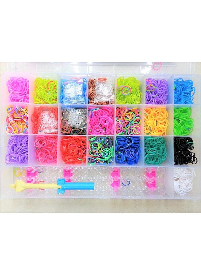 eS³kube Rainbow Rubber Bands Kit With 4200 Loom Bands With Case For Diy Crafting, Bracelet Making, Kit Gifts For Girls & Boys, Multicolor - Image 1