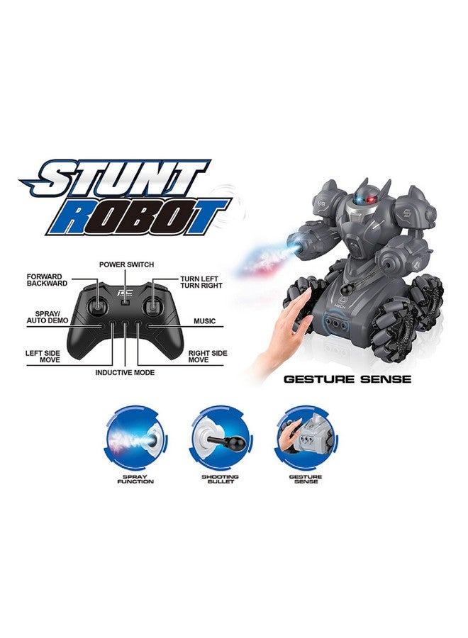 IndusBay® Remote Control Gasture Sensing Shooting Stunt Robot RC Control Multi-Functional All Terrain Robot Educational Toy Gift for Boys Girls, Black - Image 2