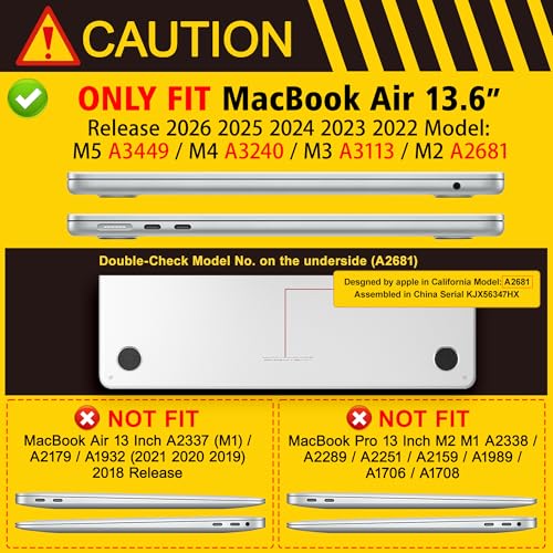 May Chen Case for MacBook Air 13/13.6 inch M5 A3449 M4 A3240 M3 A3113 M2 A2681, 2026 2025 2024-2022, Plastic Hard Shell with Keyboard Cover & Screec Protector, Watercolor Bows - Image 2