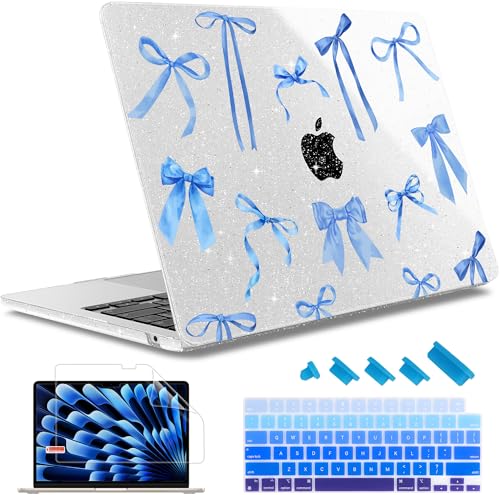 May Chen Case for MacBook Air 13/13.6 inch M5 A3449 M4 A3240 M3 A3113 M2 A2681, 2026 2025 2024-2022, Plastic Hard Shell with Keyboard Cover & Screec Protector, Watercolor Bows - Image 1