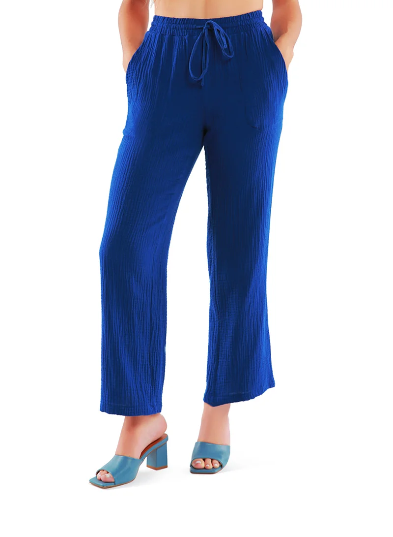 London Rag Blue Drawstring Casual Lounge Wide Pants