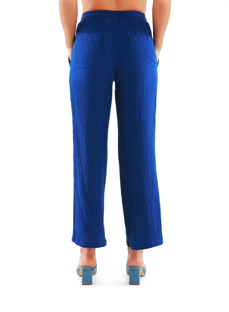 London Rag Blue Drawstring Casual Lounge Wide Pants