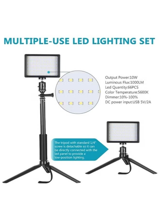 Dimmable 5600K USB LED Video Light with Adjustable Tripod Stand/Color Filters for Tabletop/Low Angle Shooting Colorful LED Lighting Product Portrait Youtube Video Photography - Image 2