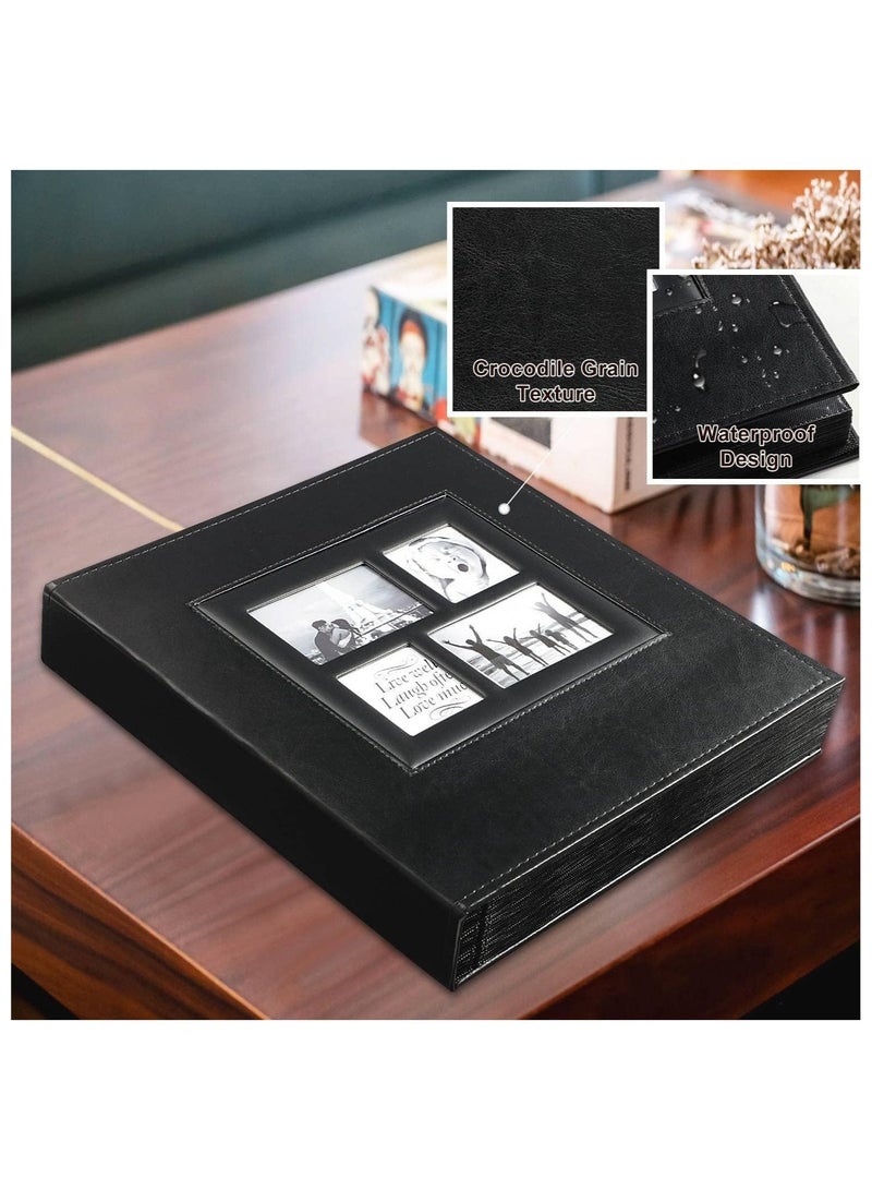 Bukela Photo Album,600 Photos Large Capacity Leather Cover,Picture Albums with 600 Pockets for Family Wedding Anniversary Baby,Easy to Clean (Black) - Image 2
