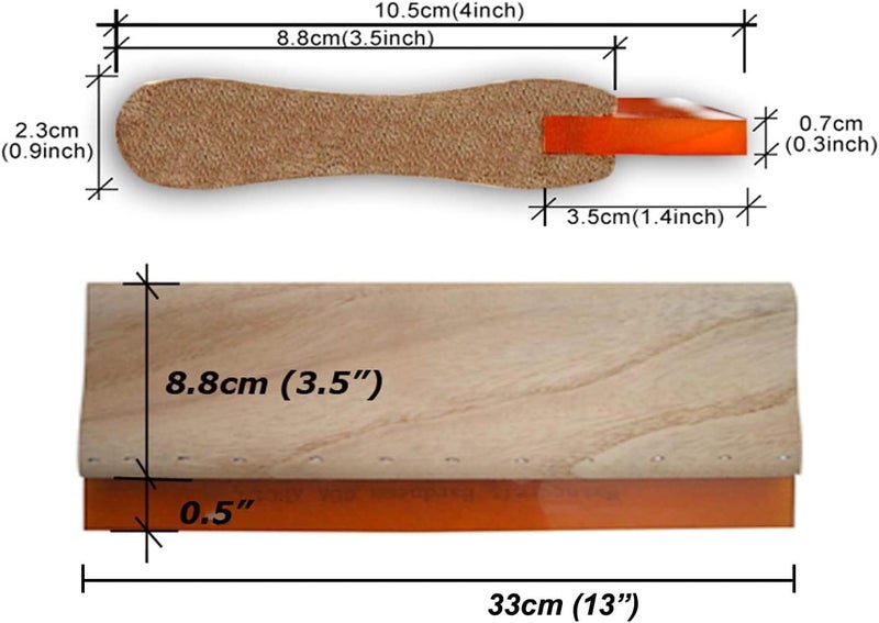 TECHTONGDA 1 pc 13 inch (33cm) Long 4 inches Wide Silk Stencil Screen Printing Squeegee Wood Oiliness Scraper Screen Ink Scraper 75 Durometer - Image 4