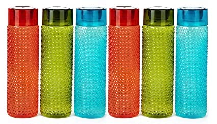 REGOLITH ENTERPRISES Unbreakable Multicolor Water Bottles Bubble Shape Designer Bottle 1000ml for Fridge School College Office Use Set of 6 - Image 1